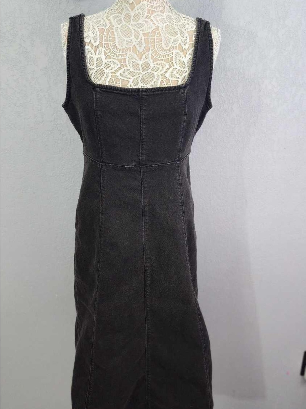 Old Navy Black Midi Dress with Square Neck